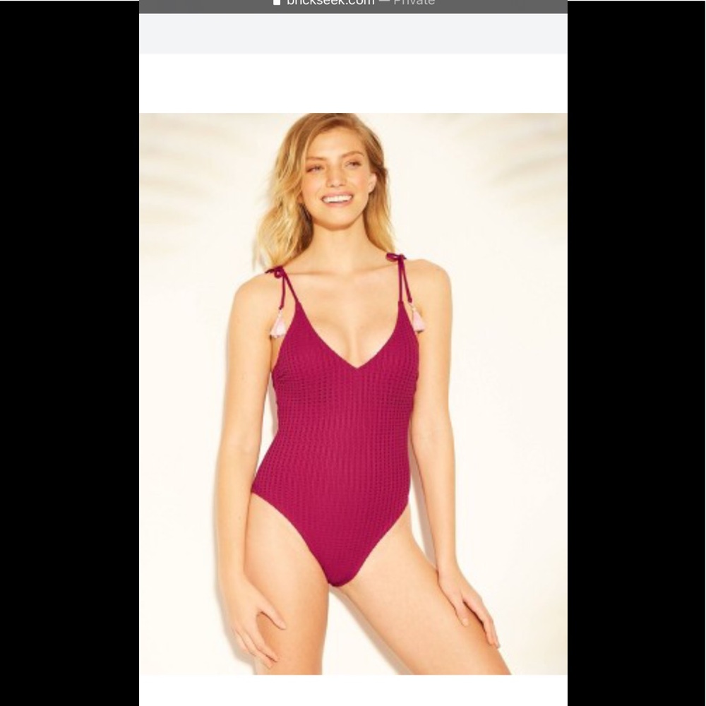 Crochet Strappy Side Tassel One Piece Swimsuit  XS